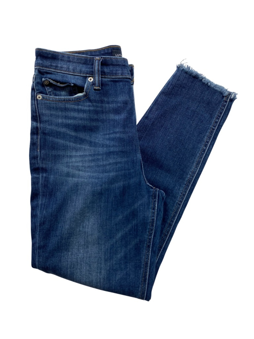 Lucky Brand Bridgette Skinny Jeans Women’s 8/29 Dark Wash High Rise Raw Hem